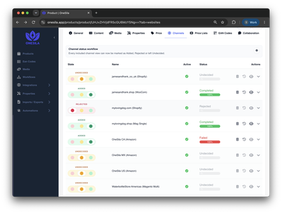 Adding products to a channel is clear and immediate.