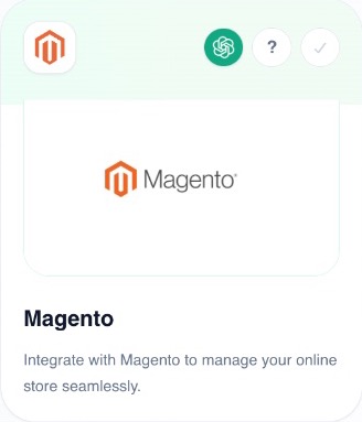 Magento card with its question mark button
