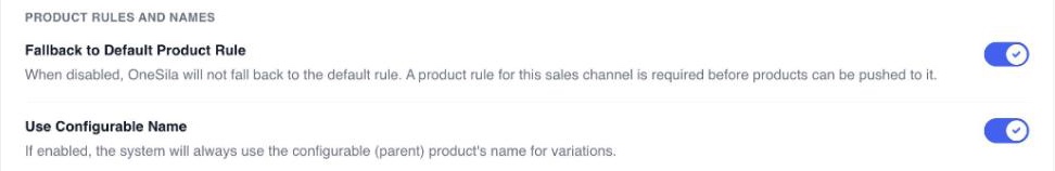 The Sync section: product rules and names