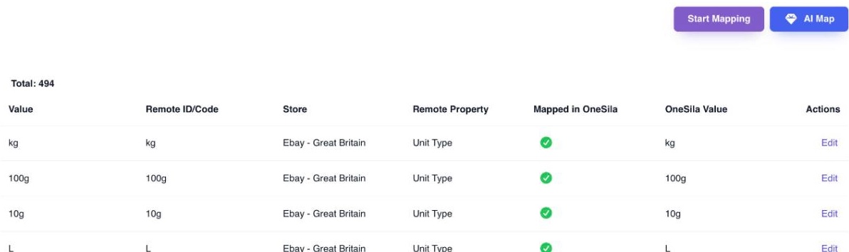 The Select Values tab of an eBay channel